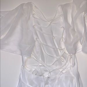 ASOS open back, below knees, white casual dress